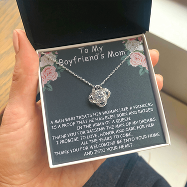 to my boyfriend's mom necklace, thank you for welcoming me into your home and into your heart the love knot necklace